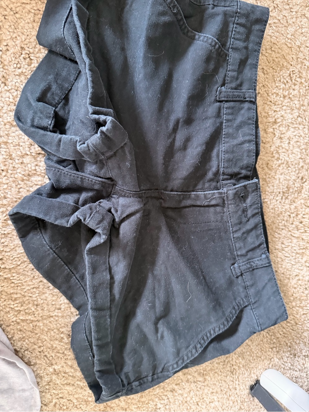 Black Low-Waist Tie Front Shorts
